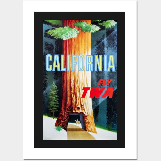 Vintage Restored Fly TWA Poster Print: Destination California Wall Art by vintageposterco